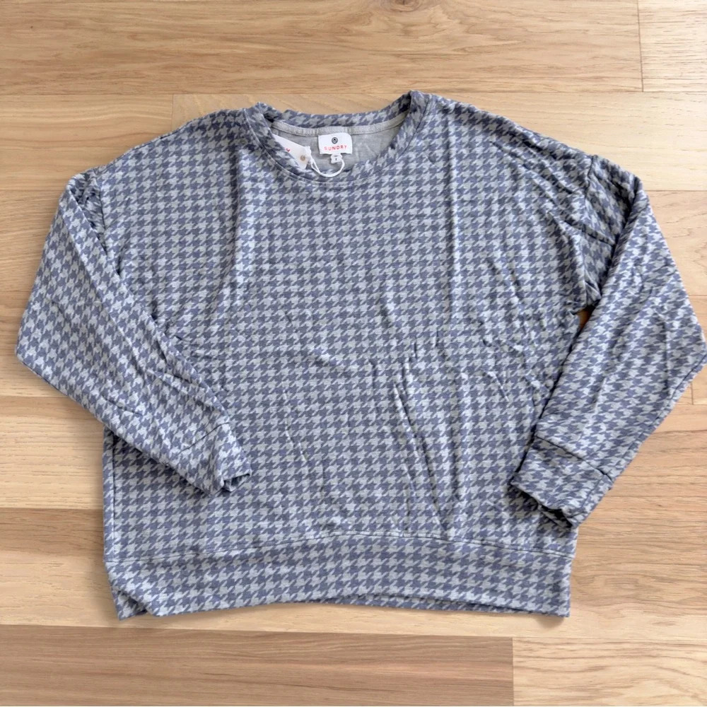 Anthropologie Sundry pullover Houndstooth Sweater size‎ M in gray/purple - Picture 4 of 10